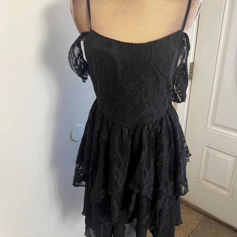 Killstar haunted. union black lace mini dress off shoulder romantic large - Picture 2 of 6